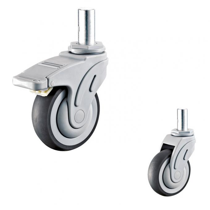 TPR 5 Inch Threaded Stem Casters , 135kg Loading Hospital Bed Caster Wheel 1