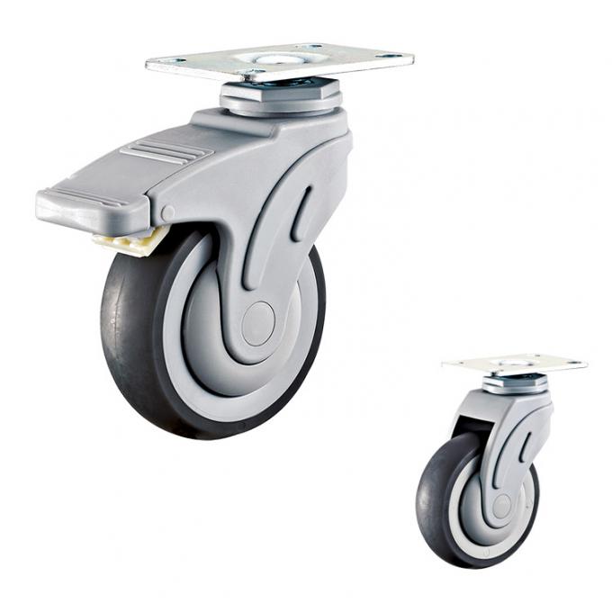 TPR 5 Inch Threaded Stem Casters , 135kg Loading Hospital Bed Caster Wheel 3