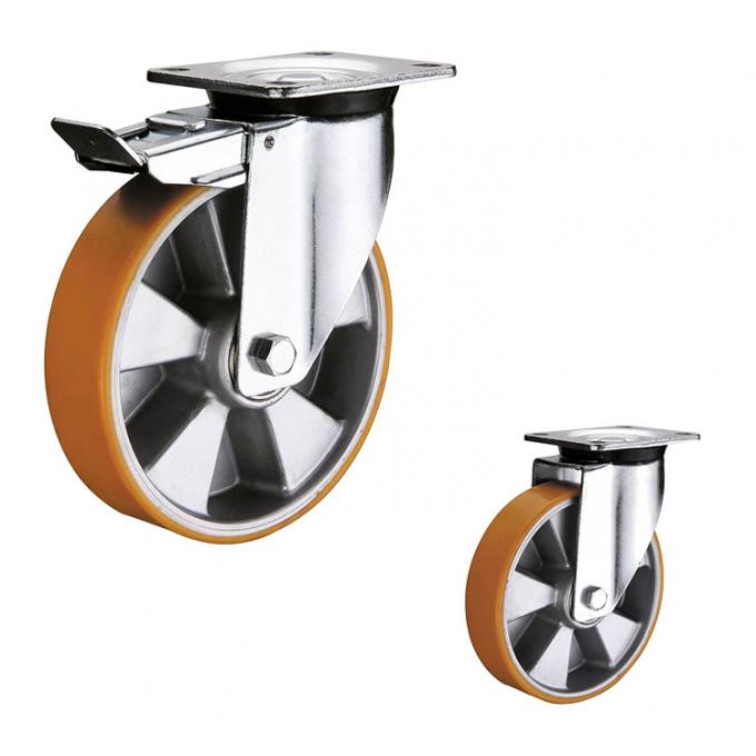 ISO9001 500kg Loading 8 Inch Polyurethane Industrial Wheels With Aluminium Core 0