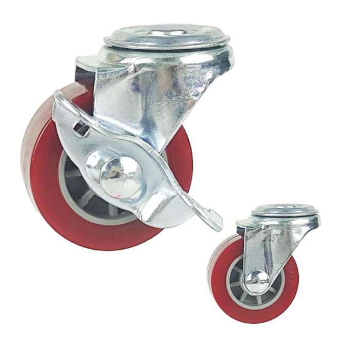 ISO9001 PU 2 Inch Swivel Caster Wheels With Side Brake 2