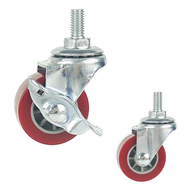 ISO9001 PU 2 Inch Swivel Caster Wheels With Side Brake 3
