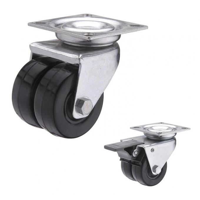 2 Inch Twin Wheel Castor Trolley Wheels , Industrial Trolley Wheels 0
