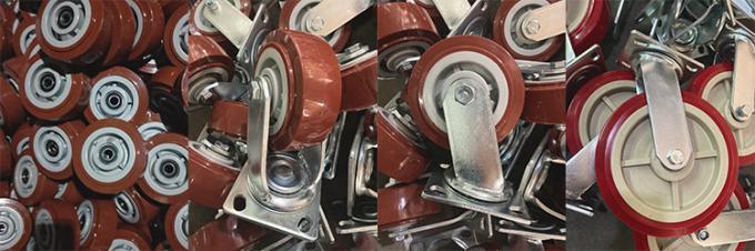 Red 230kg PU Fixed Plate 125mm Heavy Duty Casters 3