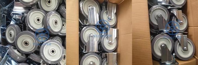 5 Inch Thermoplastic Rubber Wheels Threaded Stem Blue TPR Swivel Trolley Wheel Casters 1