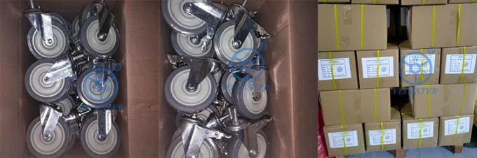 5 Inch Thermoplastic Rubber Wheels Threaded Stem Blue TPR Swivel Trolley Wheel Casters 3