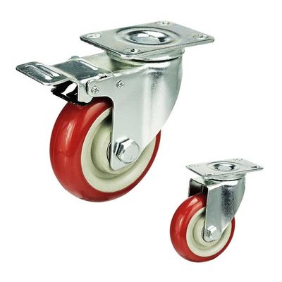 Medium Duty Casters For Material Handling Rubber Wheel Type 2-7/8 X 2-7/8 Inch Bolt Hole Spacing 1/4 Inch Bolt Hole Size