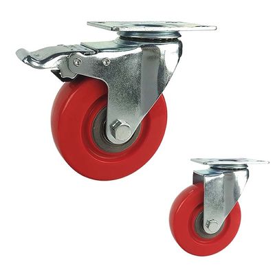 Medium Duty Casters For Material Handling Rubber Wheel Type 2-7/8 X 2-7/8 Inch Bolt Hole Spacing 1/4 Inch Bolt Hole Size