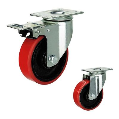 Medium Duty Casters For Material Handling Rubber Wheel Type 2-7/8 X 2-7/8 Inch Bolt Hole Spacing 1/4 Inch Bolt Hole Size