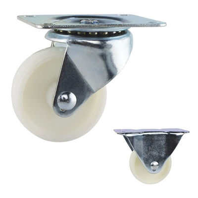 3 Inch Solid White Swivel Wheels Durable Nylon Low Profile Plate Castors For Machines
