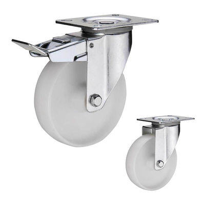 3 Inch Solid White Swivel Wheels Durable Nylon Low Profile Plate Castors For Machines