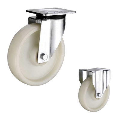 3 Inch Solid White Swivel Wheels Durable Nylon Low Profile Plate Castors For Machines