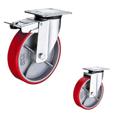 8inch Heavy Duty Spring Loaded Casters , 770lbs Loading Heavy Duty Polyurethane Casters
