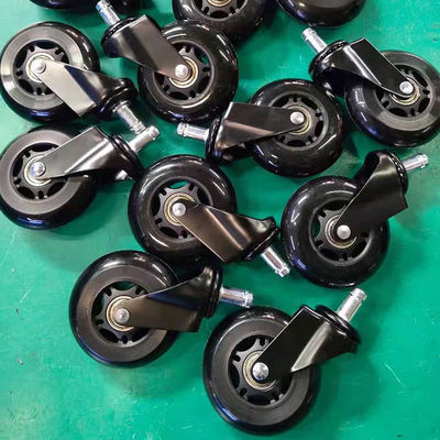PU 7/16" Insert Stem 2" Twin Wheel Swivel Casters For Office Chairs