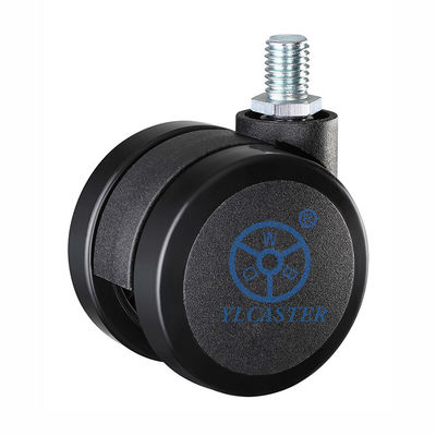 Black Pu Wheel M10x15mm Treaded Stem Chair Casters Floor Protecting 60mm