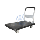 500kg Five Wheels Platform Trolleys Black Plastic Foldable Industrial Trolleys Supplier China YLcaster