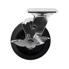 200x50mm 550LBS Soft Top Plate Swivel Black Iron Rubber Trolley Wheels Heavy Duty Double Brake