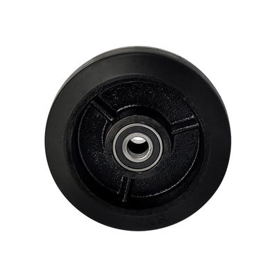 200x50mm 550LBS Soft Top Plate Swivel Black Iron Rubber Trolley Wheels Heavy Duty Double Brake