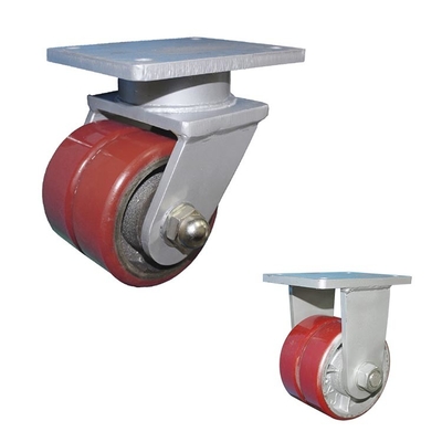 6600lbs Super Heavy Duty Casters Twin Wheel Swivel Plate 10 Inch Red Pu Wide Caster Wheels