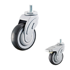 5 Inch Soft TPR Round Tread Wheel Grey Threaded Stem Caster Wheels With Brakes For Hospital Beds