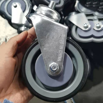 Threaded Stem Swivel Shopping Cart Casters 100x32mm Soft TPR Wheels
