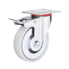 4inch White Plastic Industrial Wheels Double Brake Lockable PP Caster Wheels Supplies China