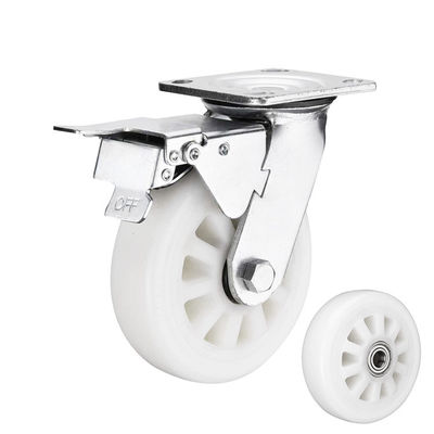 6 Inch Heavy Duty Solid White Wheel 350KG Bearing Nylon Trolley Caster Wheels OEM China