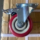 4 Inch Red Polyurethane Caster Wheels With Total Lock Medium Duty OEM China
