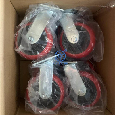 6 Inch Red PVC Heavy Duty Casters Swivel Plate Trolley Wheels