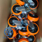 4 Inch Hollow Core Polyurethane Wheels Orange Black Wheel Swivel Locking Casters
