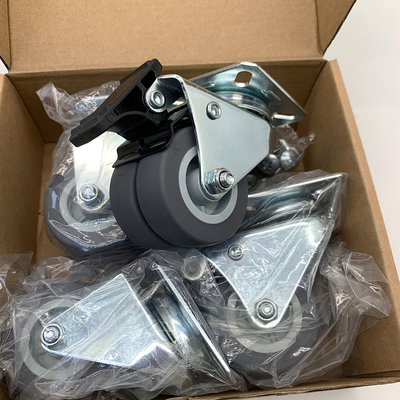50MM Single Gray TPR 132LBS Load Capacity Rubber Casters