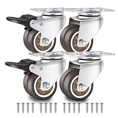 Manufacturer Direct Supply Guangdong Furniture Casters 4 Piece Set Tpr Castor Wheel Double Top Plate Swivel Caster