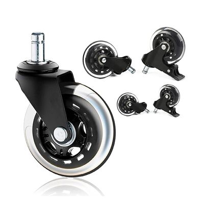 Amazon Hot Sales 5 A Set Black Pu Chaire Casters Wheels Soft Transparent Caster