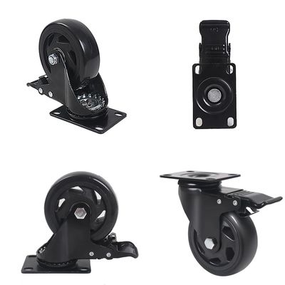2.5-Inch Steel Workbench Casters with Swivel Brake Wheels in Zinc Plated Finish