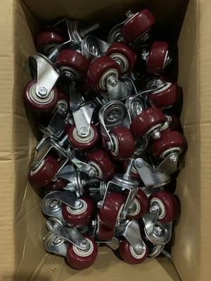 4 Pack 2.5 Inch Heavy Duty Swivel Brake Stop Zinc Plated Polyurethane / Caster Wheel Side Brake