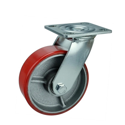 837lbs Load Capacity Iron PU Caster Wheel With Zinc Painted Bracket Surface Treatment For Heavy Duty Industrial Machinery