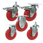3 inch 80kg capacity swivel plate red pvc pp core medium duty casters for trolleys