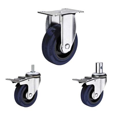 90kg Loading 125mm Rubber Swivel Caster Wheels For Warehouse Trolleys