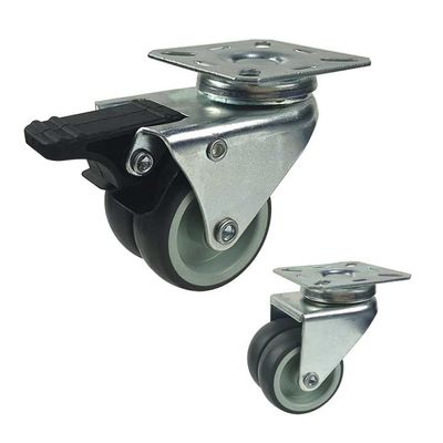 3 Inch Caster Wheels With Brakes , 198lbs Loading Dual Wheel Swivel Caster