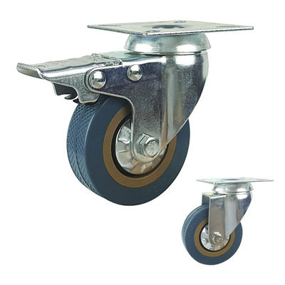 3 Inch Caster Wheels With Brakes , 198lbs Loading Dual Wheel Swivel Caster