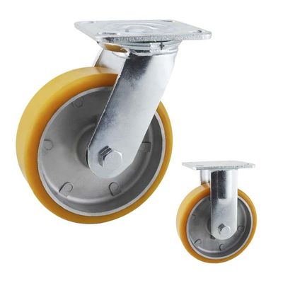 PU 200mm 990lbs Loading Heavy Duty Casters With Aluminum Core