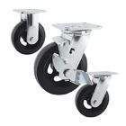 Rubber 150mm 510lbs Loading Heavy Duty Casters With Side Brake