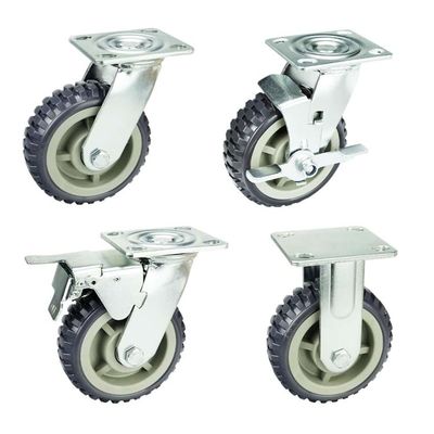 Side Brake Wheels Tread On Core Heavy Duty Casters Trolley Wheels 5 Inch