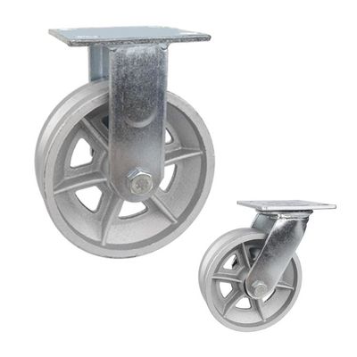 6 Inch Top Plate Swivel Hollow Cast Iron V Groove Heavy Duty Casters Track Wheels