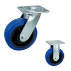 Blue TPR 6inch Heavy Duty Casters With Flat Tread For Office Buildings