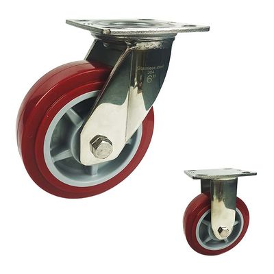 Zinc Plating Stainless Steel Thread Stem Casters 304 Stainless Steel Bracket 500 Lbs Load Capacity
