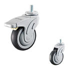 5 Inch Soft TPR Round Tread Wheel Grey Threaded Stem Caster Wheels With Brakes For Hospital Beds