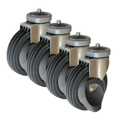 PU 242lbs Loading 5 Inch Shopping Cart Wheels With 12x15mm Threaded Stem