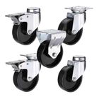 Black 60kg Loading 80mm Industrial Casters For Trolley