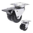 70kg Loading Dual Wheel 50mm Rubber Casters With Lock
