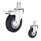 4 Inch Solid Rubber Casters Swivel Locking Threaded Stem Caster Wheels With Covers
